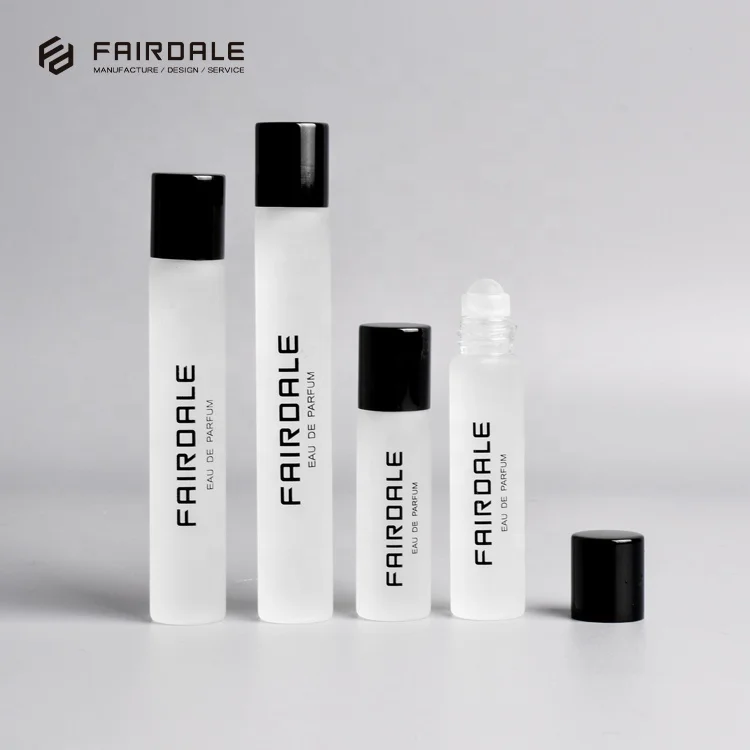 Matte White Glass Tube Perfume Deodorant Bottle 5ml 8ml 10ml Glass Roll On Bottle Essential Oil Packing