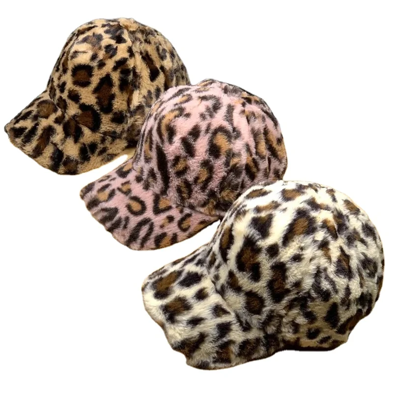 
autumn and winter thickened warm hat European and American fashion sexy leopard print peaked cap youth casual baseball cap 