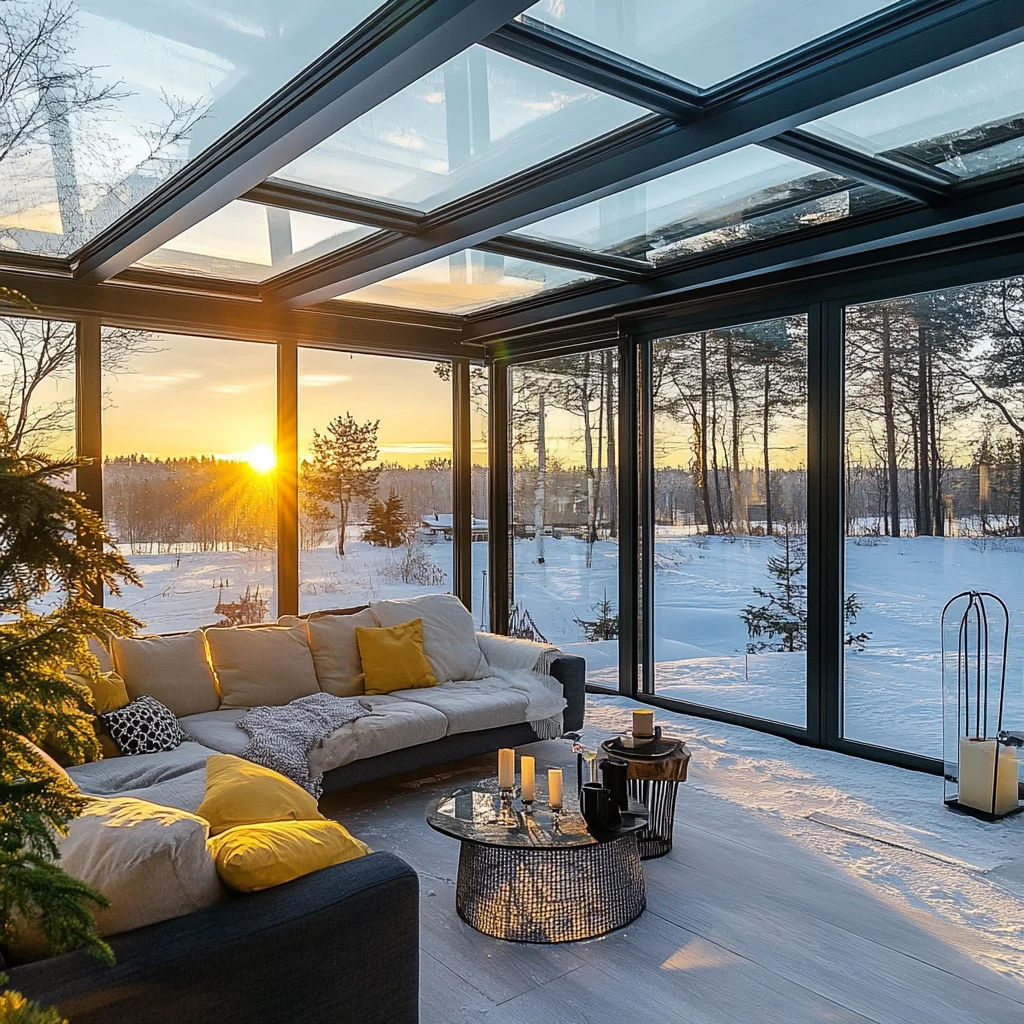 Modern Glass Houses Sunshine Room Outdoor Garden 4 Season Aluminum Sunroom Free Standing Solar Green Houses Prefab Construction