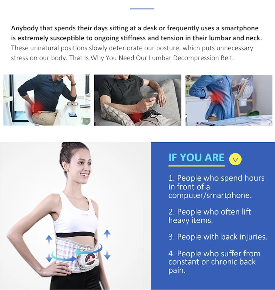 Home Use Health Care Products patent innovative new product as seen on the tv CE approved belt for back pain