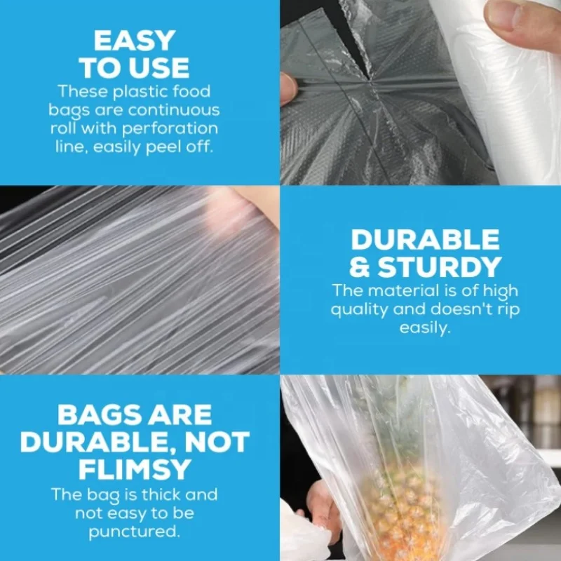 Polythene Bags on a Roll Fruit Vegetable Clear Plastic Butchers Counter Bags