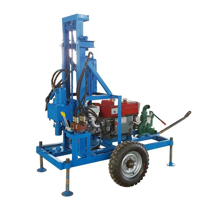 Small Water well drilling rig machine move by wheels drilling rig for water well
