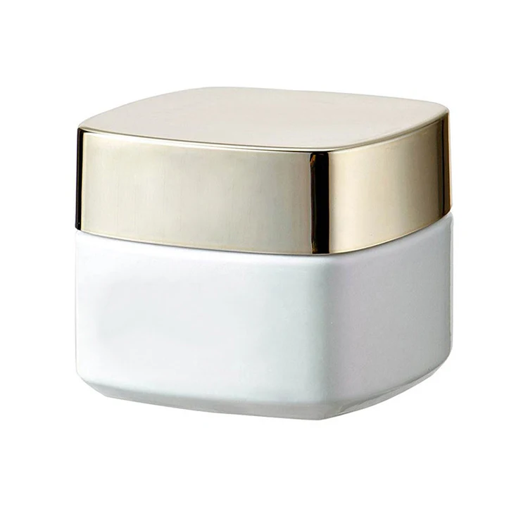 2020 new design square face pack cosmetic container glass jar 50g skincare cream packing