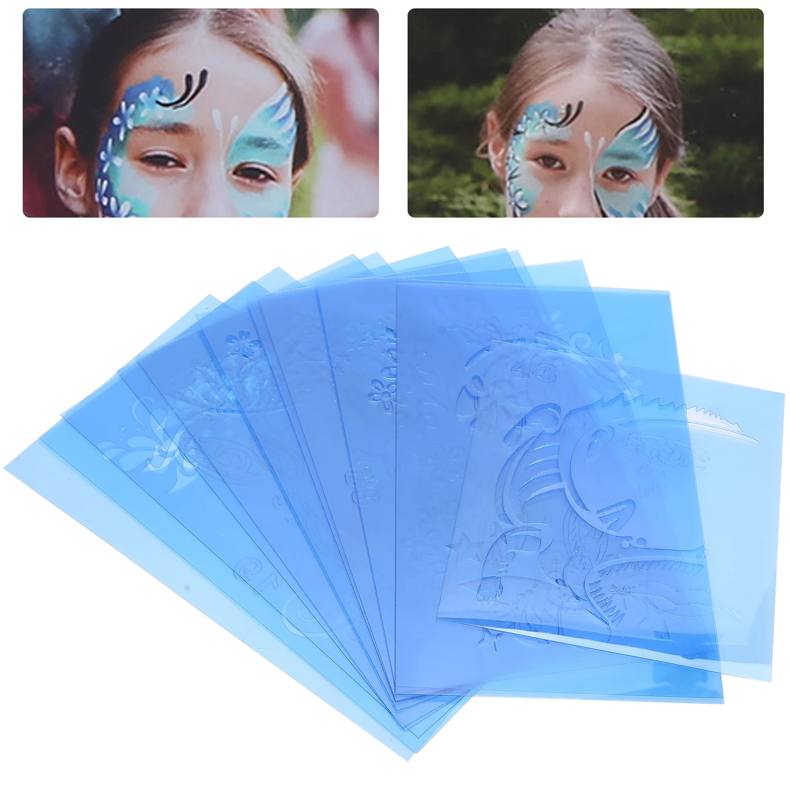 Reusable PET Face Painting Template Stencils for Halloween Christmas Party Face Eye Body Tattoo DIY Design Paint Makeup