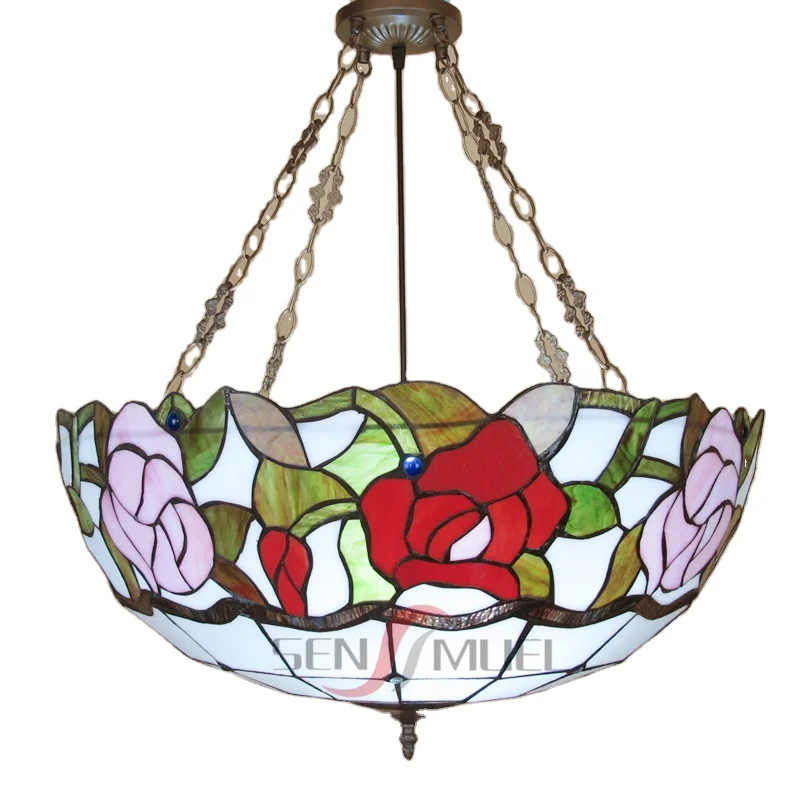 European pastoral stained glass tiffany lamp restaurant bar chandeliers