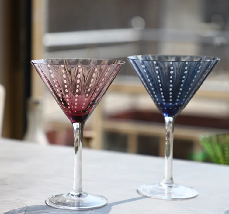 High Quality Creative Colored Wave Dot Lead-free Crystal Glass Bar Party Wine Cocktail Glasses