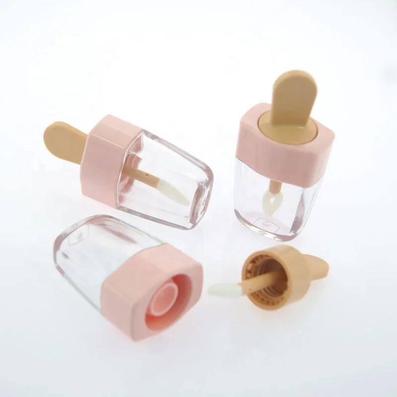 Cute 5ml Ice Cream Lip Gloss Tube for Kids Cosmetic Lipstick Personal Care Plastic Tubes Labeling Screw Vasos De Tubo Plastico
