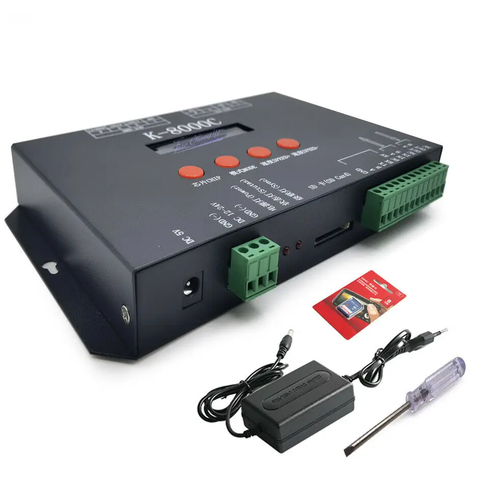 K-8000C programmable DMX/SPI LED pixel controller For ucs1903 WS2811 WS2812 LED