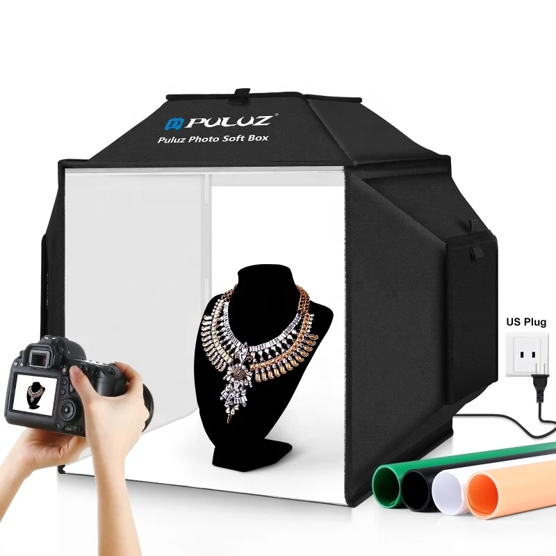 PULUZ 40cm Folding 72W 5500K Studio Shooting Tent Soft Box Photography Lighting Box with 4 Colors Backdrops For Shooting