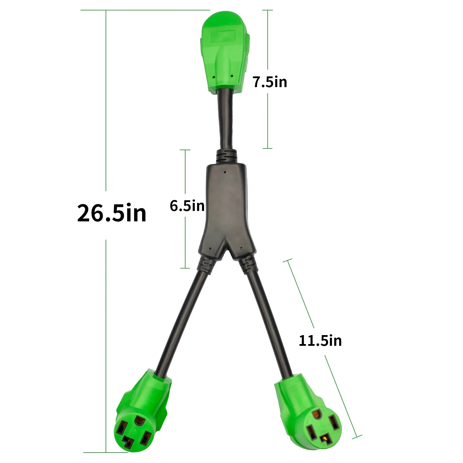 One NEMA 14-30P 30 Amp male to Two NEMA 14-30R 30 Amp female Y-Adapter Cord for RV Dryer Electrical Vehicle