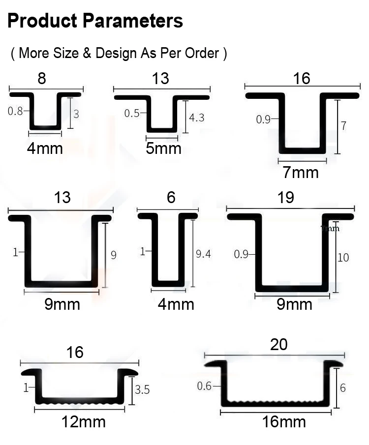 2022 Hot Sale Anodized Aluminum Alloy Profile For Cabinet/Shower Room Ceiling Decorative Strip U Channel