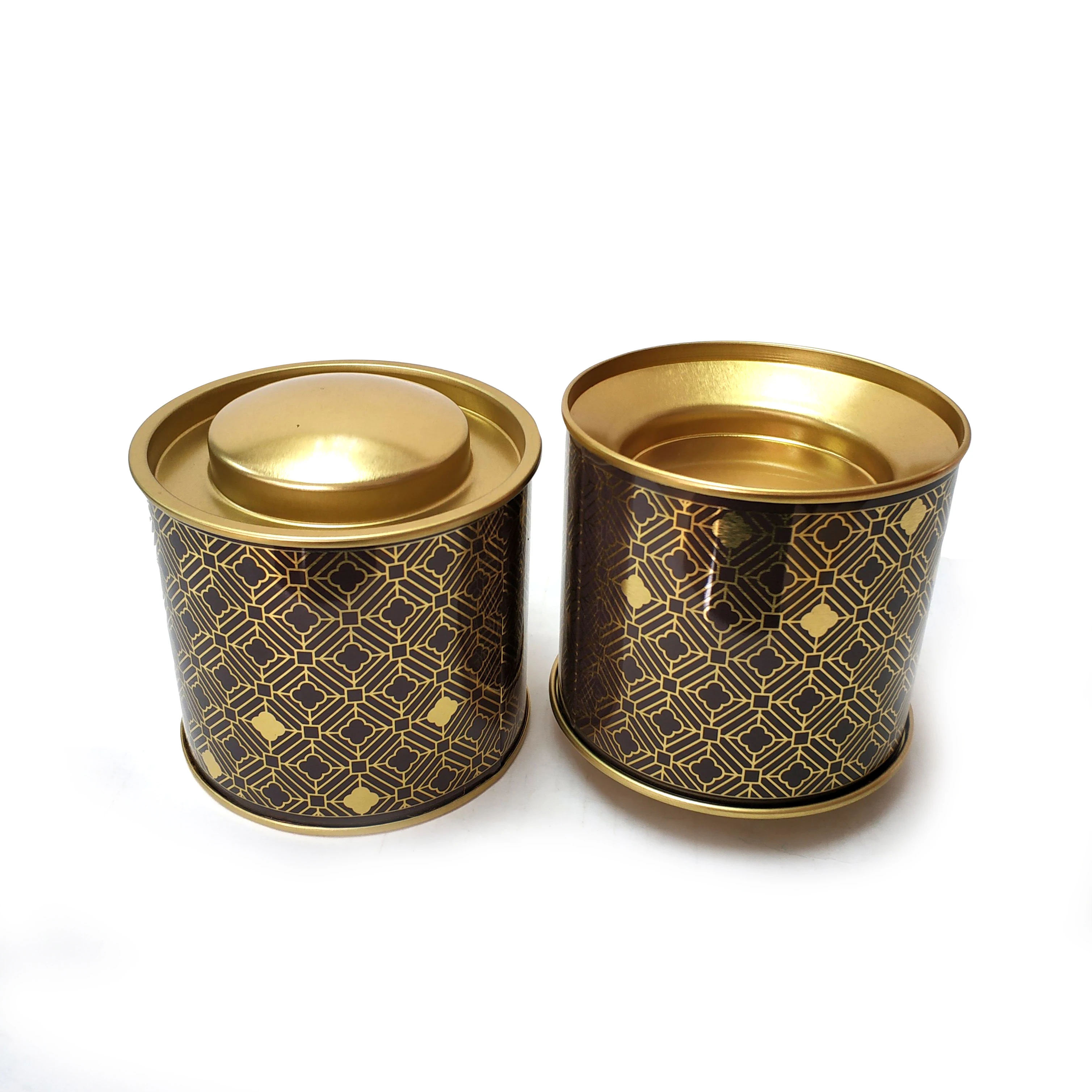 Custom Printing Stackable Tinplate Cookie Tin Cans Round Shape Metal Can For Tea