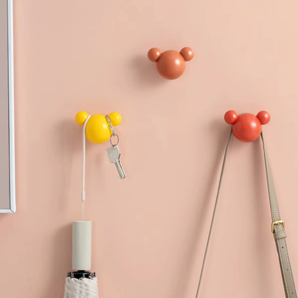 Cartoon Strong Non-Punch Plastic Adhesive Hook for Bathroom Kitchen Wardrobe Non-Trace Suction Cup Wall Hanging Door Hook
