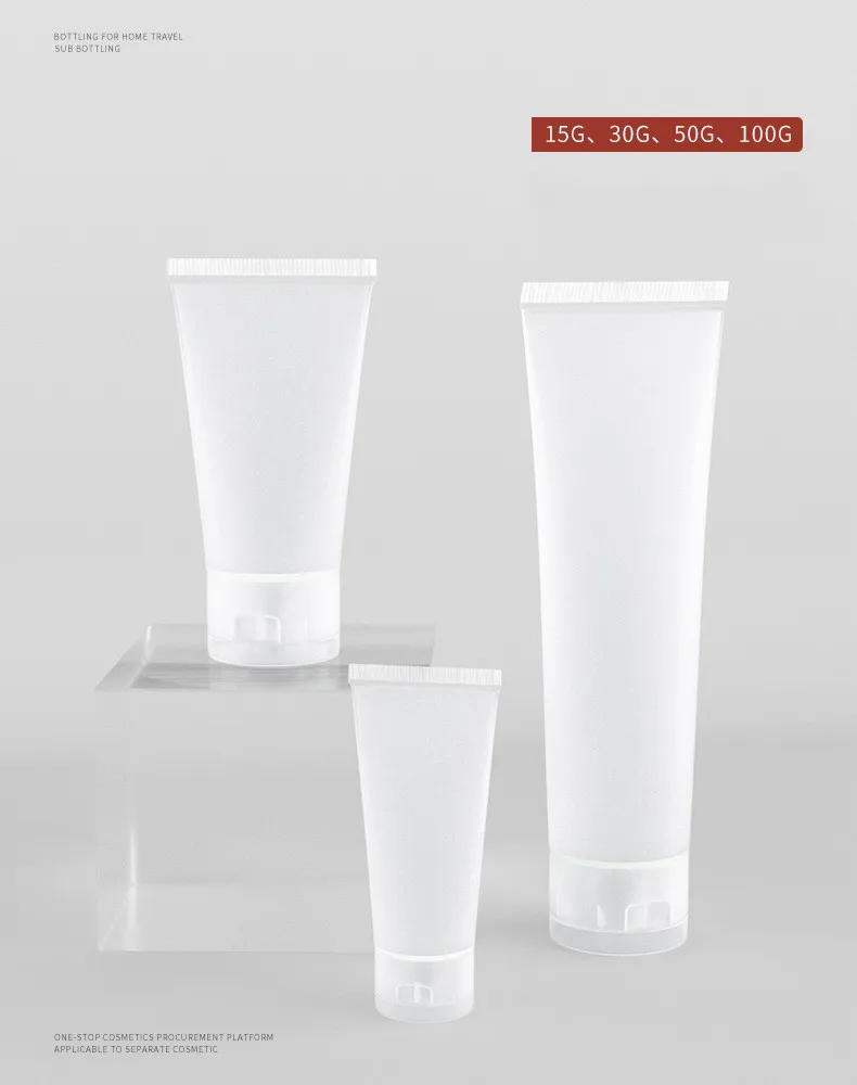 100ml Refillable Travel Plastic Matte Flip Cosmetic Face Wash Hand Cream round shaped Squeeze lotion Bottle