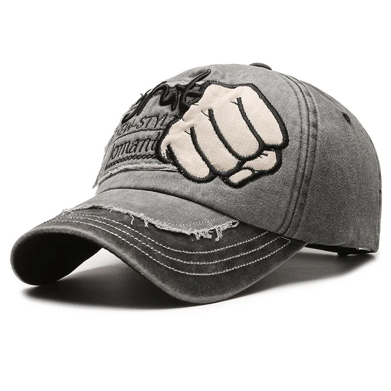 Hot Selling Denim Baseball Hat Men Trendy Women  Korean Style Washed Old Hole Letter Torn Duckbill Cap Spring and Summer Sun Hat