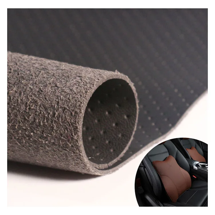 Wholesale 1.1mm ECO Friendly Odorless Flame Retardant Car Upholstery Fabric Half Hole Microfiber Leather For Seat