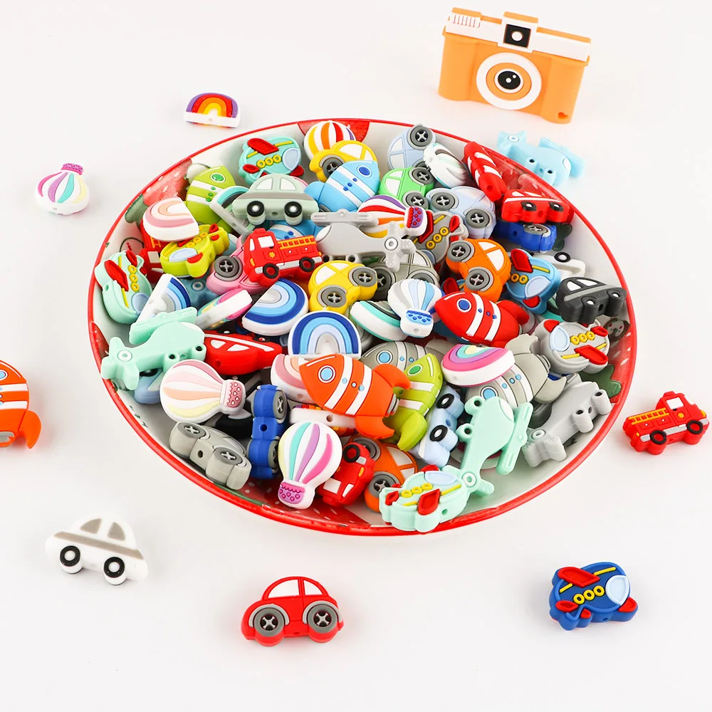 Xinghan Baby teething Printing Round Silicone beads Cartoon shape Food Grade DIY Pens Accessories Custom Silicone Loose Beads