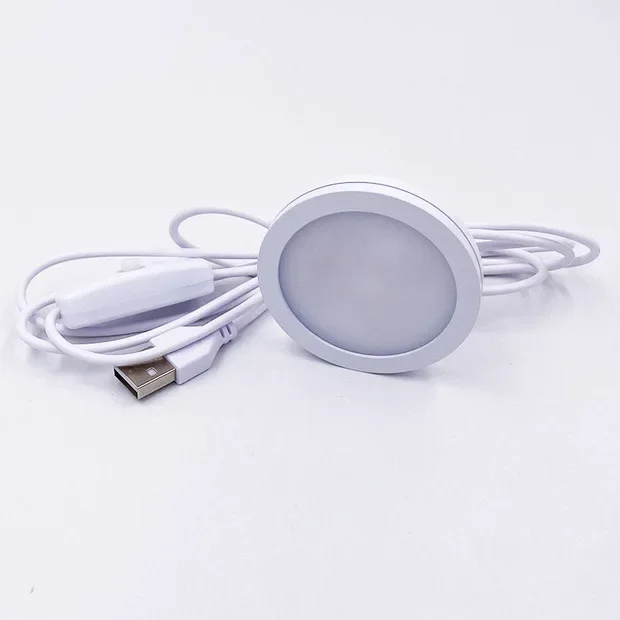 USB 5V LED Under Cabinet Light with switch 3W Mini Spotlight Surfaced Mounted Jewelry Display Showcase Wardrobe Ceiling lamp