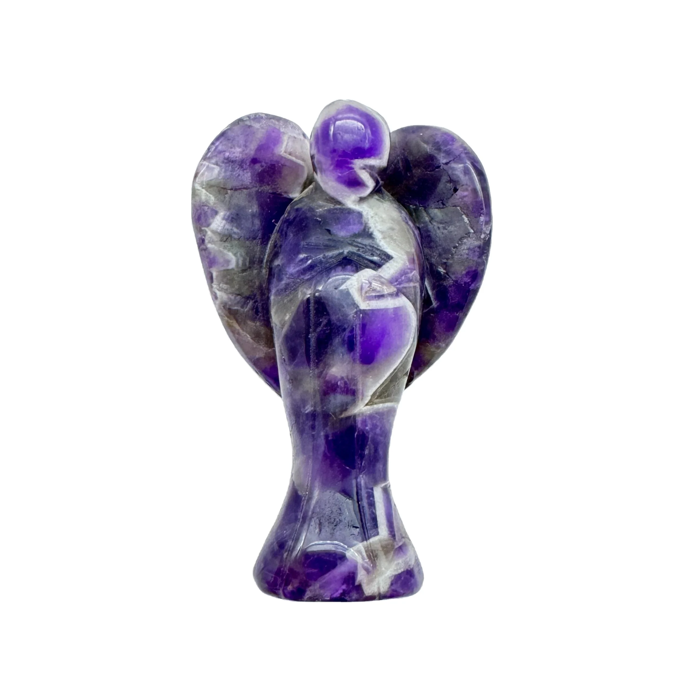 Gemstone Amethyst Angel statue Hand Carved Semi-Precious Craft 7.5 cm Crystal Angel For Decor Healing Reiki Crafts