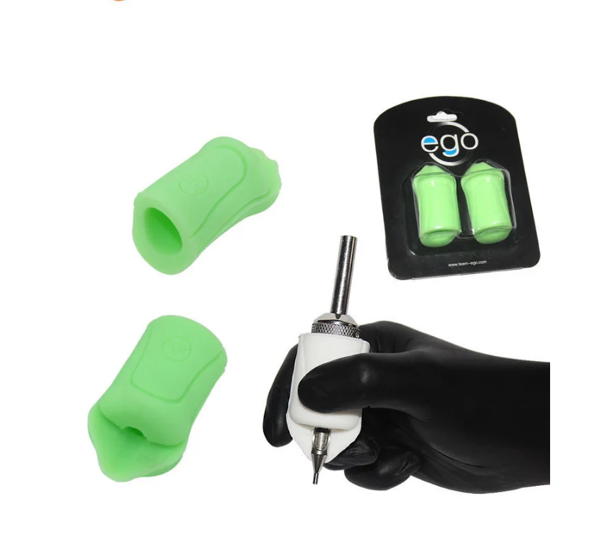 2PCS EGO Silicone Gel Tattoo Grip Cover Wrap Black Non-Slip Import Grip Cover Supply For 18mm-22mm Tattoo Grip