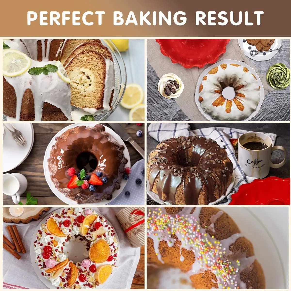 Non Stick Silicone Spiral round chiffon donut Cake Mold 9 inch Fluted Tube Cake Pan molde