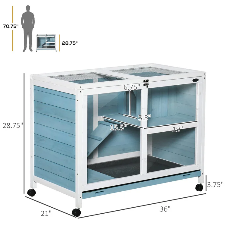 Indoor Garden Living Room Bedroom Office Sofa Side Rabbit Hutch Wooden Pet Rat Rabbit Cages Houses Furniture
