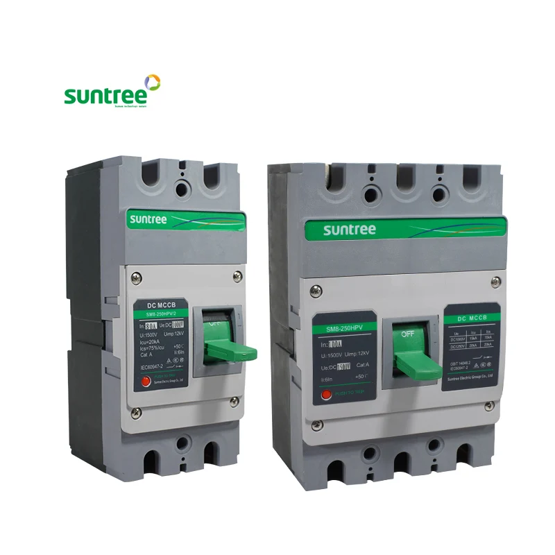 suntree dc 1500V adjustable molded case breaker 250 a mccb manufacture