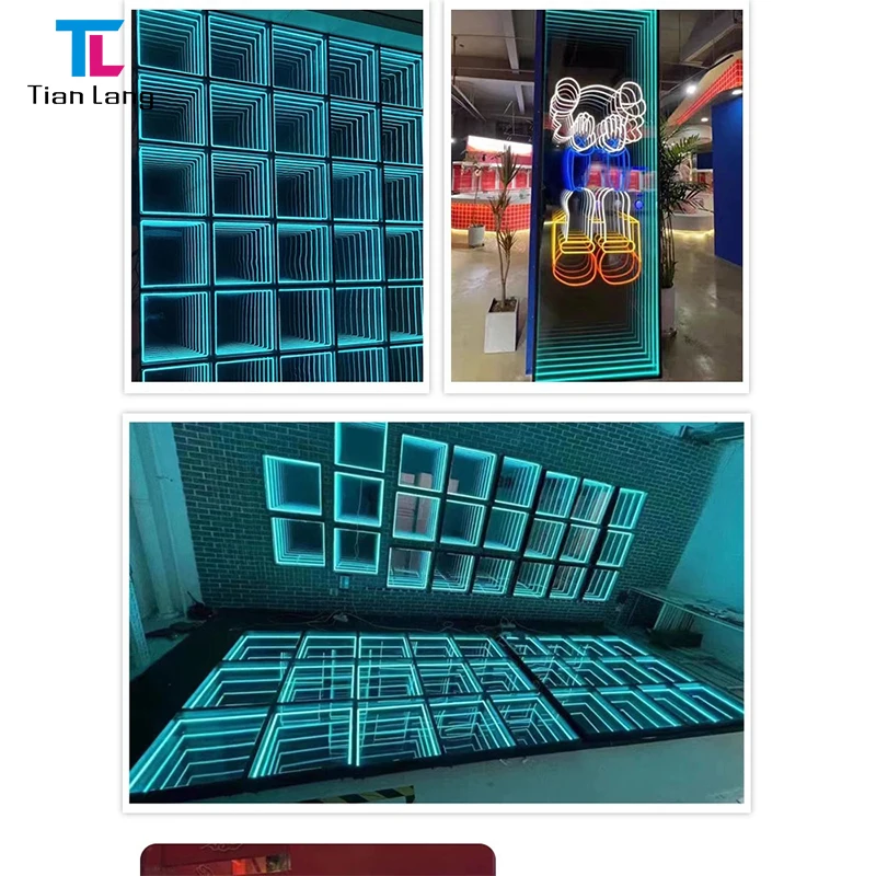 Wired DMX Infinity LED Dance Floor Illuminated Neon Mirror Wall Background Light for Stage Party KTV