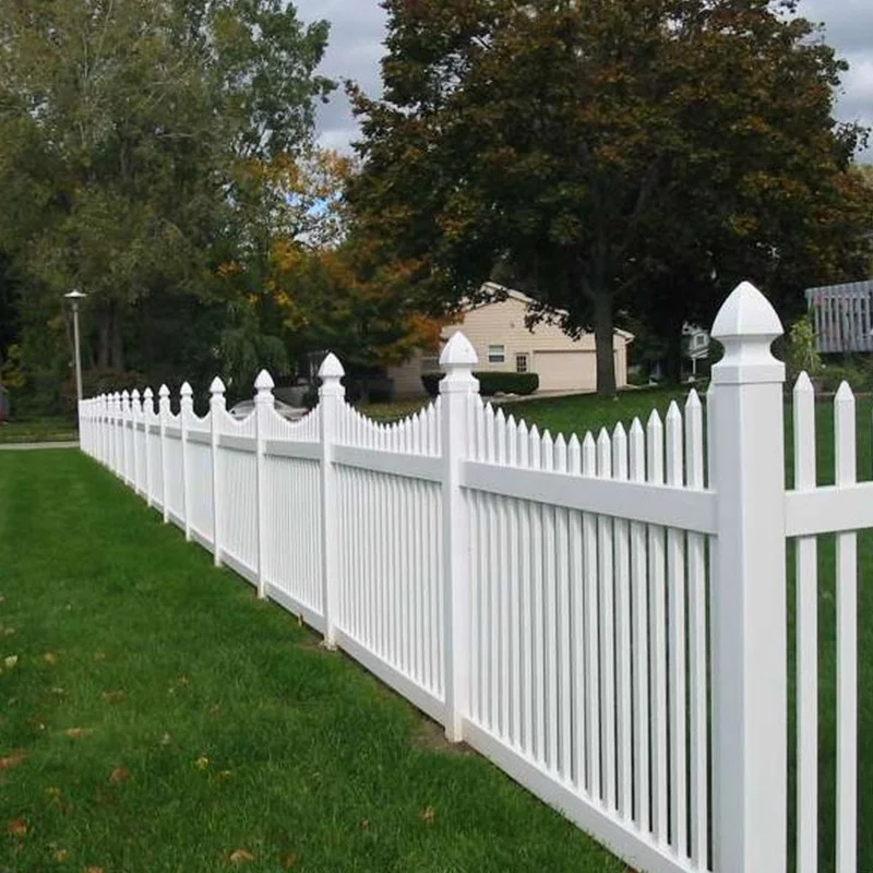 Fentech low maintenance white picket viny garden pvc fence