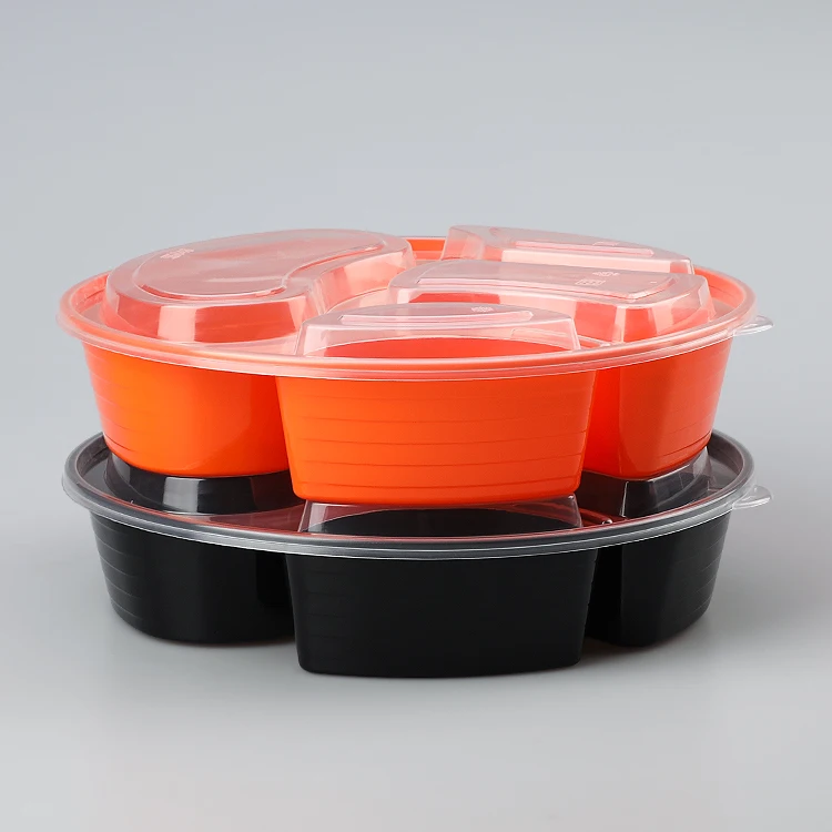SZ-858 пластиковый одноразовый Ланч-бокс bento с 5 отделениями