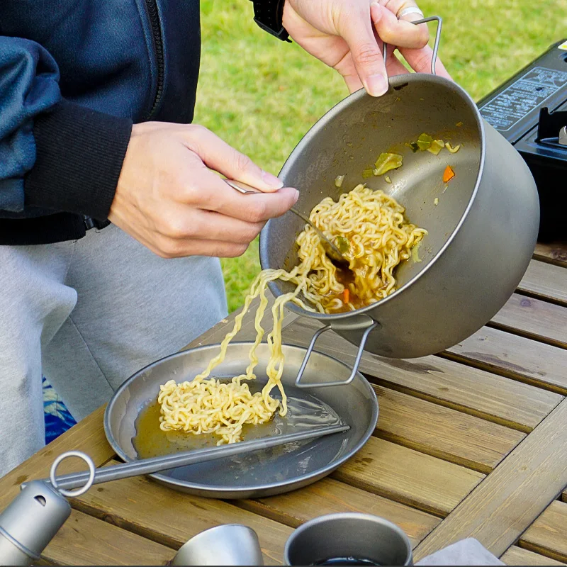 Ti01 portable light weight titanium cooking pot sandblasting camping titanium tableware