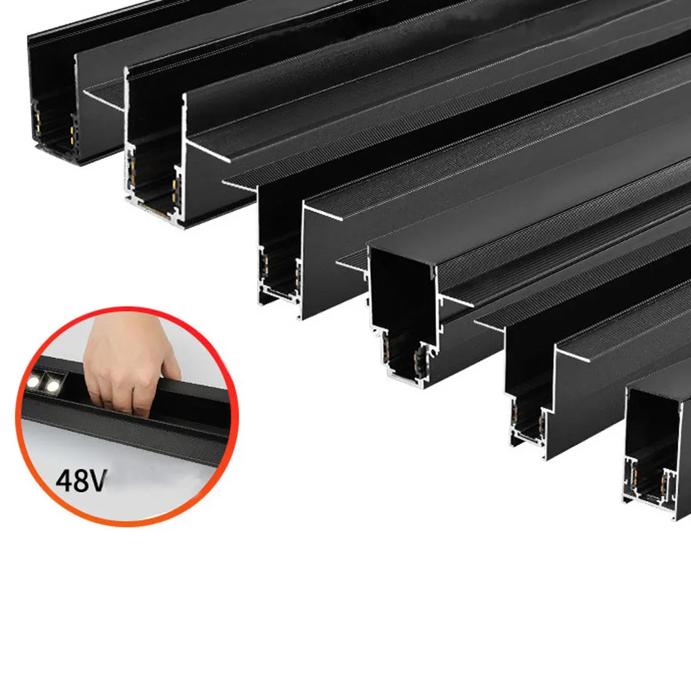 48 В 1 м 2 м 3 м Светодиодная лента настенный светильник черный алюминиевый светодиодный магнит линейная лампа профиль слота для карт