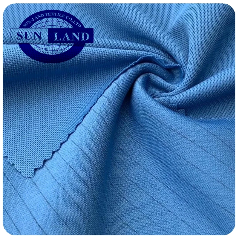 labor uniform workwear cloth 100% polyester antistatic double pique mesh fabric