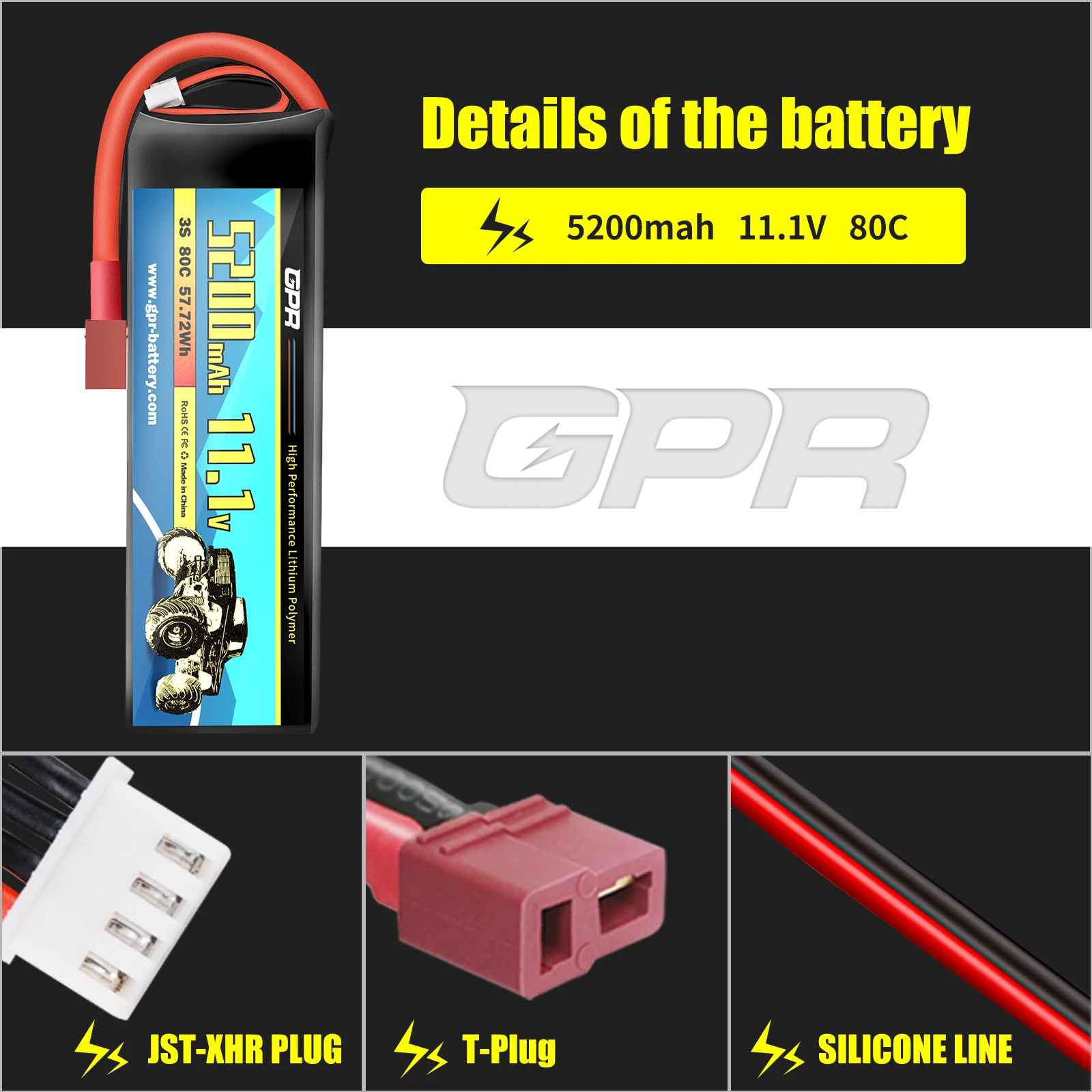 OEM/ODM 5200 mAh 3S High Discharge Rate 80C 11.1V Lipo Battery With T Plug Connector For RC Helicopter Racing Car
