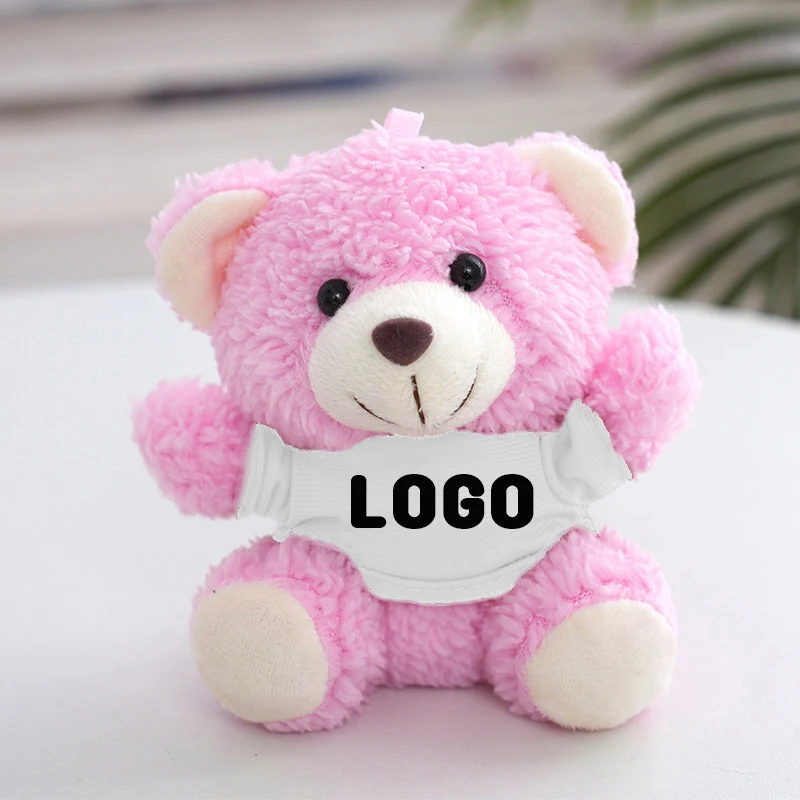 MIni 12cm Promotional gifts Custom Plush keychain plush teddy bear toys custom Logo bear with shirts