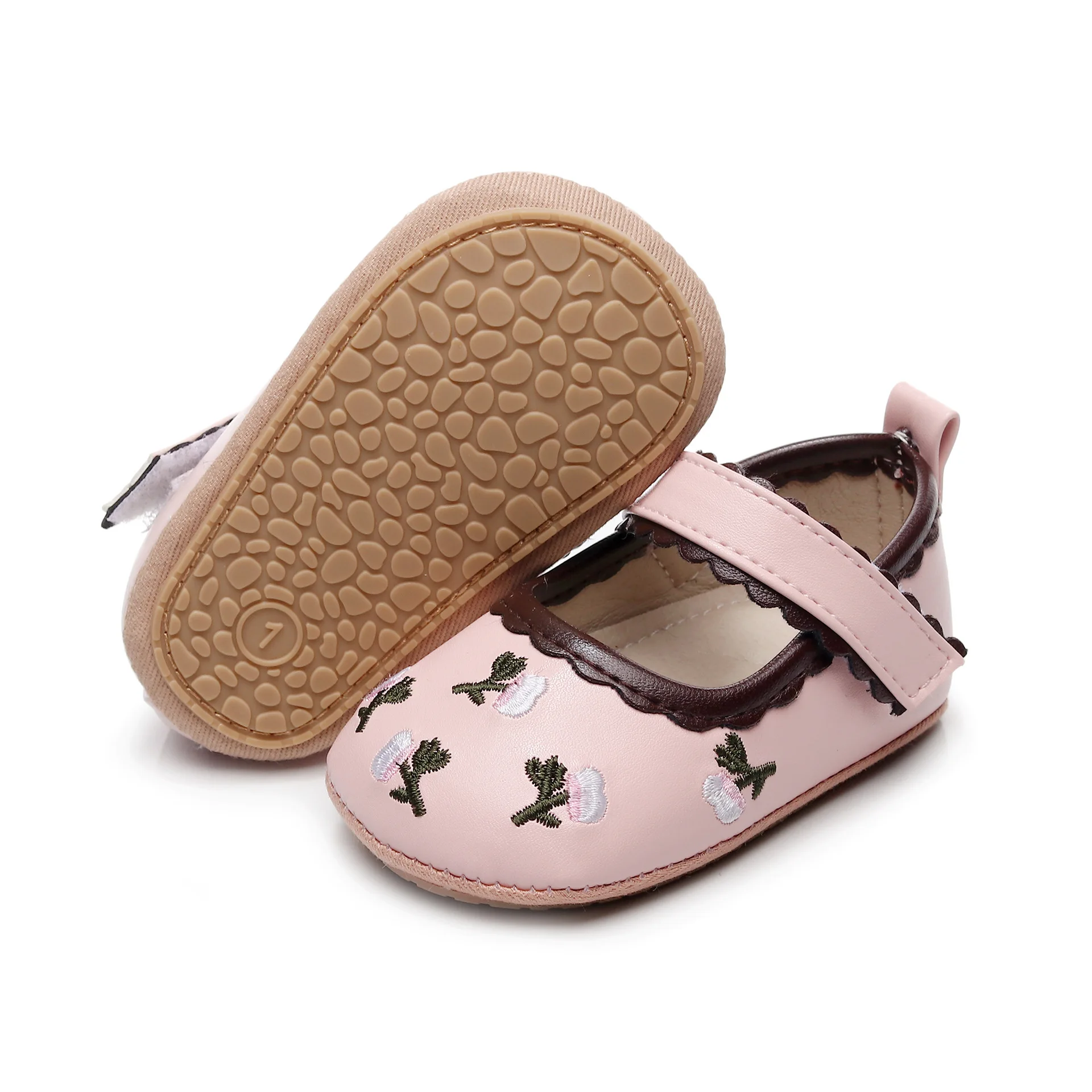 Pretty Mary Jane Shoes Flower Embroidery Little Baby Girls Shoes