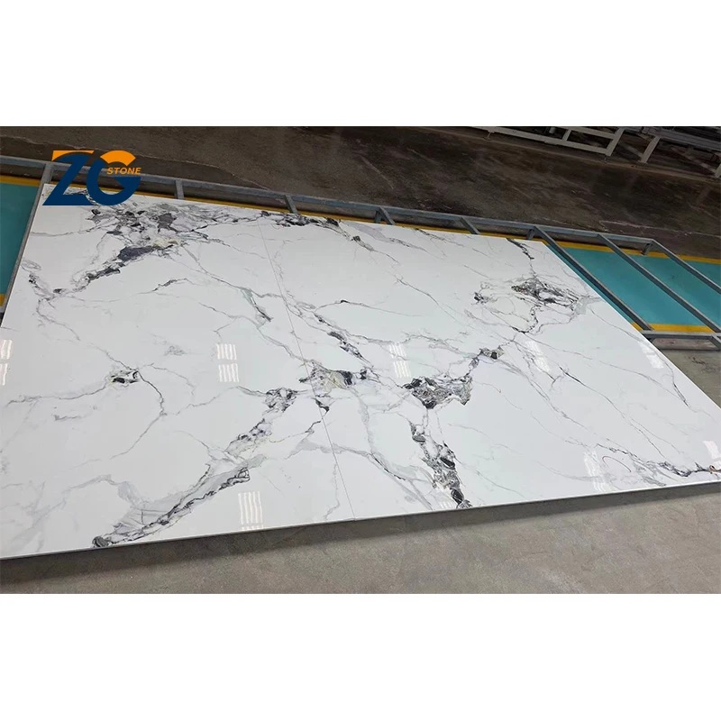 ZGSTONE оптовая продажа искусственный мраморный камень коллекция тонкая плита кухонный обеденный стол столешница спеченные каменные стеновые панели