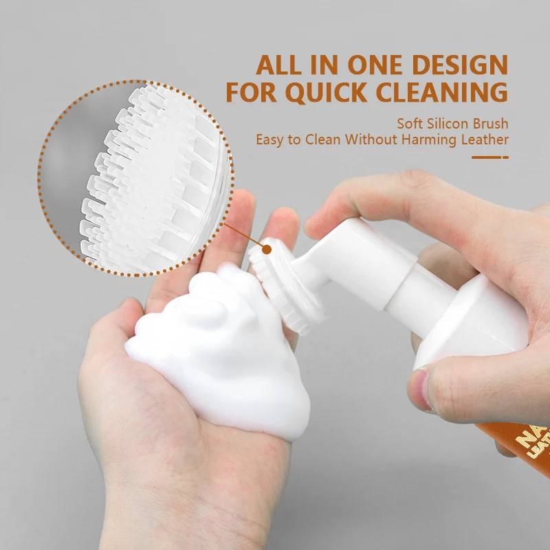 150ml natural leather cleaner kit with brush in color box customize logo leather cleaner solution spray leather liquid