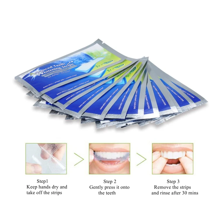 Best selling custom logo organic advanced 3d teeth whitening strips