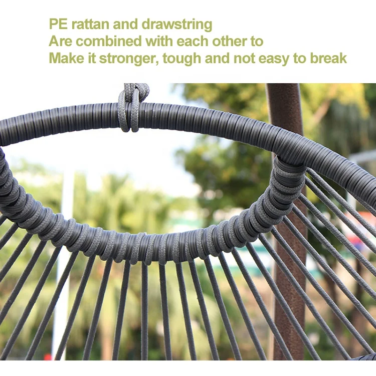 Uplion Rattan Egg Chair Aluminum Frame And Cushion Indoor Outdoor Bedroom Patio Foldable Camping Hammock Swing Chair