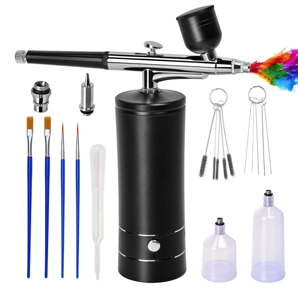 Cordless Airbrush Kit with Air Compressor Handheld Airbrush for Nails, Tattoo, Nail Art, Makeup, Barber, Cake Decoration etc