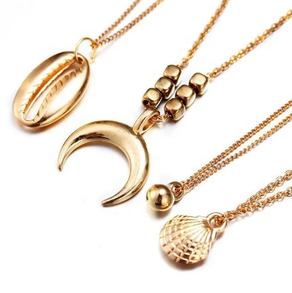2019 New Fashion Women Accessories Bohemian Jewelry Alloy Pendant Necklace Chain