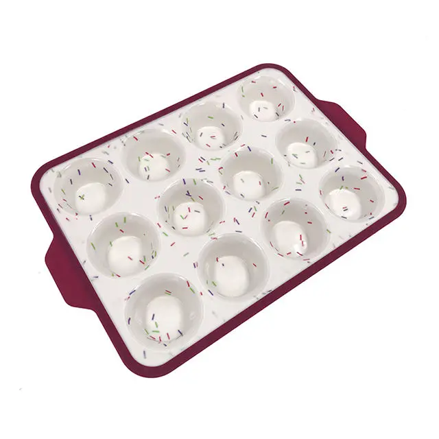 12 cups muffin pan Flexible BFA free food grade silicone cake mold pastry cupcake pan silicone muffin baking mold