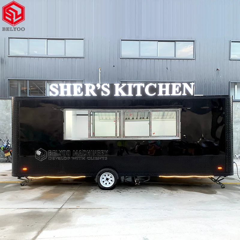 High Quality Customized Logo Food Truck Hot Dog New Ice Cream Cart For Sale Donut Trailer Mobile Fast Food Truck