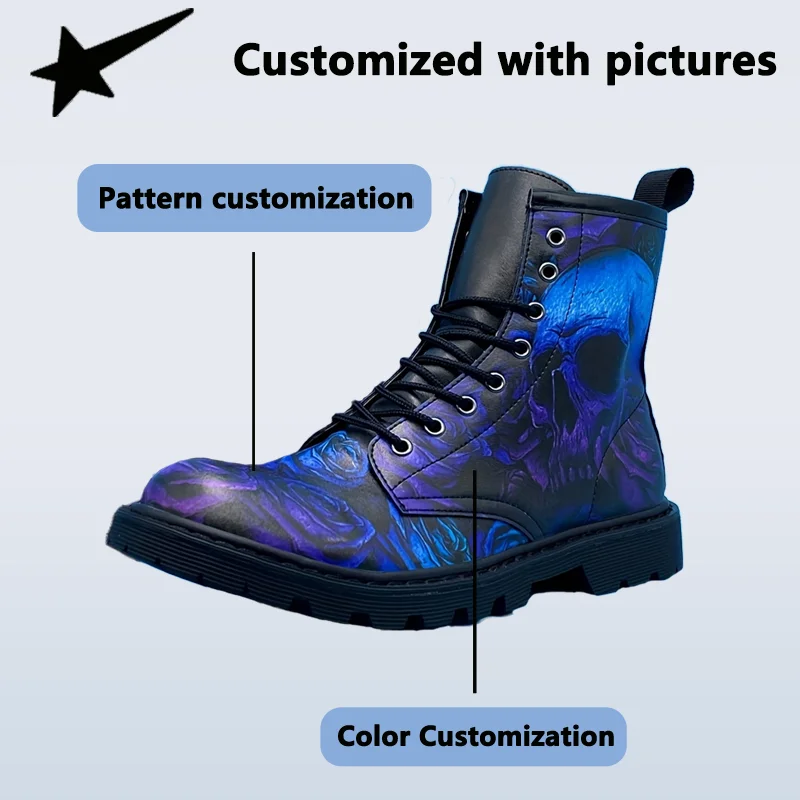 2025 Custom Martin Boots For Men Manufacturer Personalized Print AI Pattern Designer High Quality New Model Street Trendy Shoes