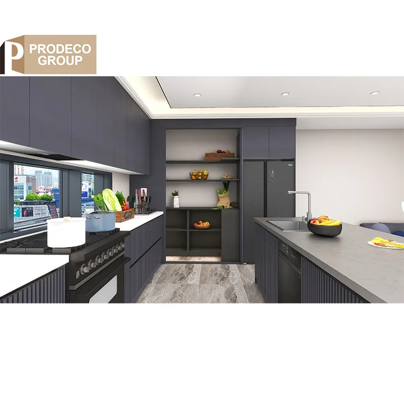 Prodeco Furniture Custom Best Maker of Black Brown Modular Fiberglass Kitchen Cabinets Design for Project