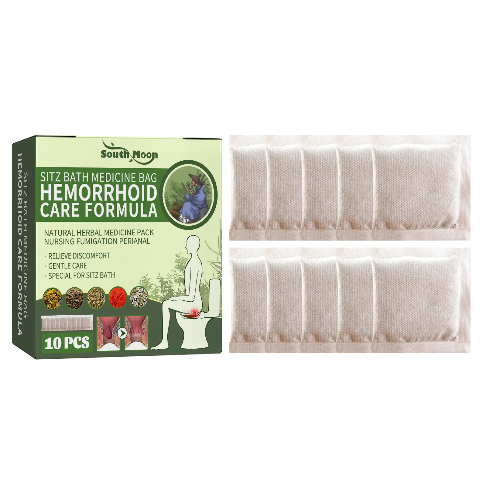 100% Pure Natural Organic Herbal Steam Herbs For Women and Men Sitz Bath Medicine Bag Hemorrhoid Care Formula