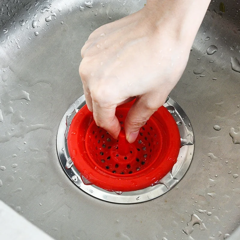 Kitchen Silicone Sink Stopper Silicone  Sink  Strainer for Kitchen Sink with Stainless Steel