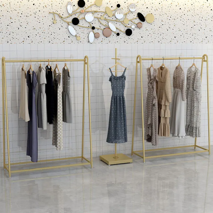 Factory Wholesale Metal Gold Clothes Display Stand Hanging Racks for Retail Garment Store Boutique