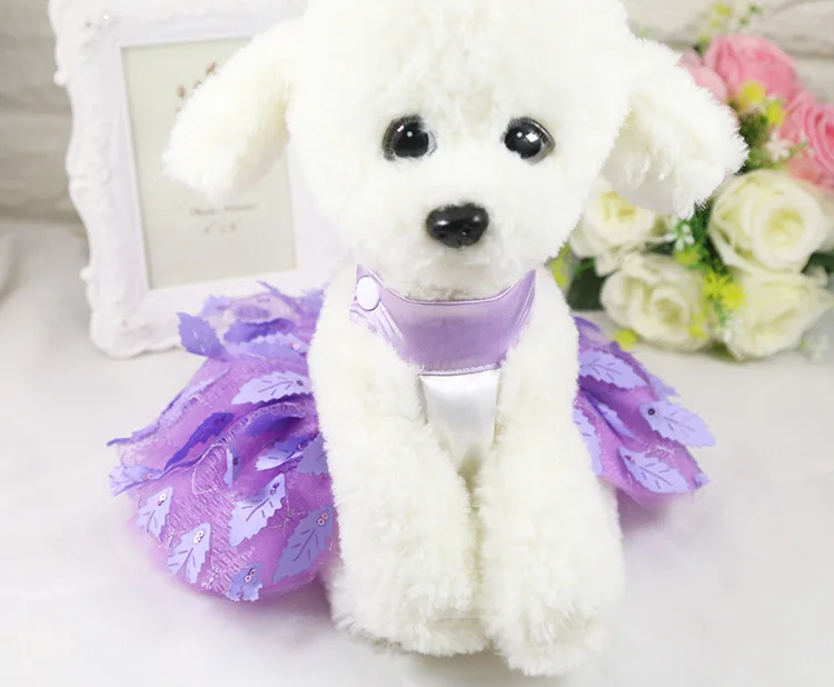 2021Hot Selling Designer Clothes Lovely Dog Wedding Dress Shiny Leaves Style Skirt Formal Pet Dress